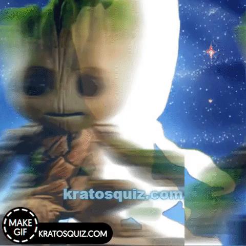 Baby groot on space